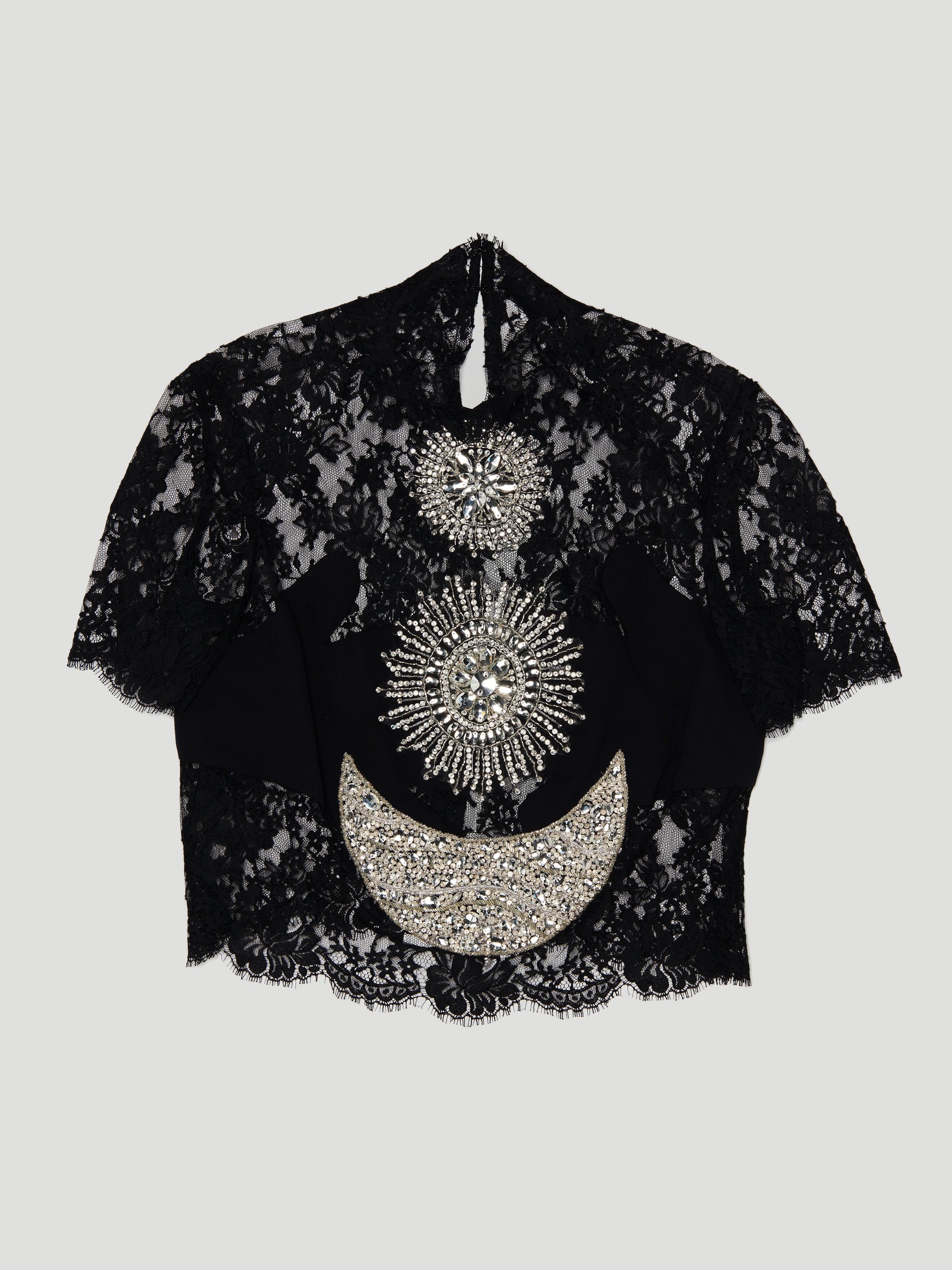 Black Lace Embroidered Top