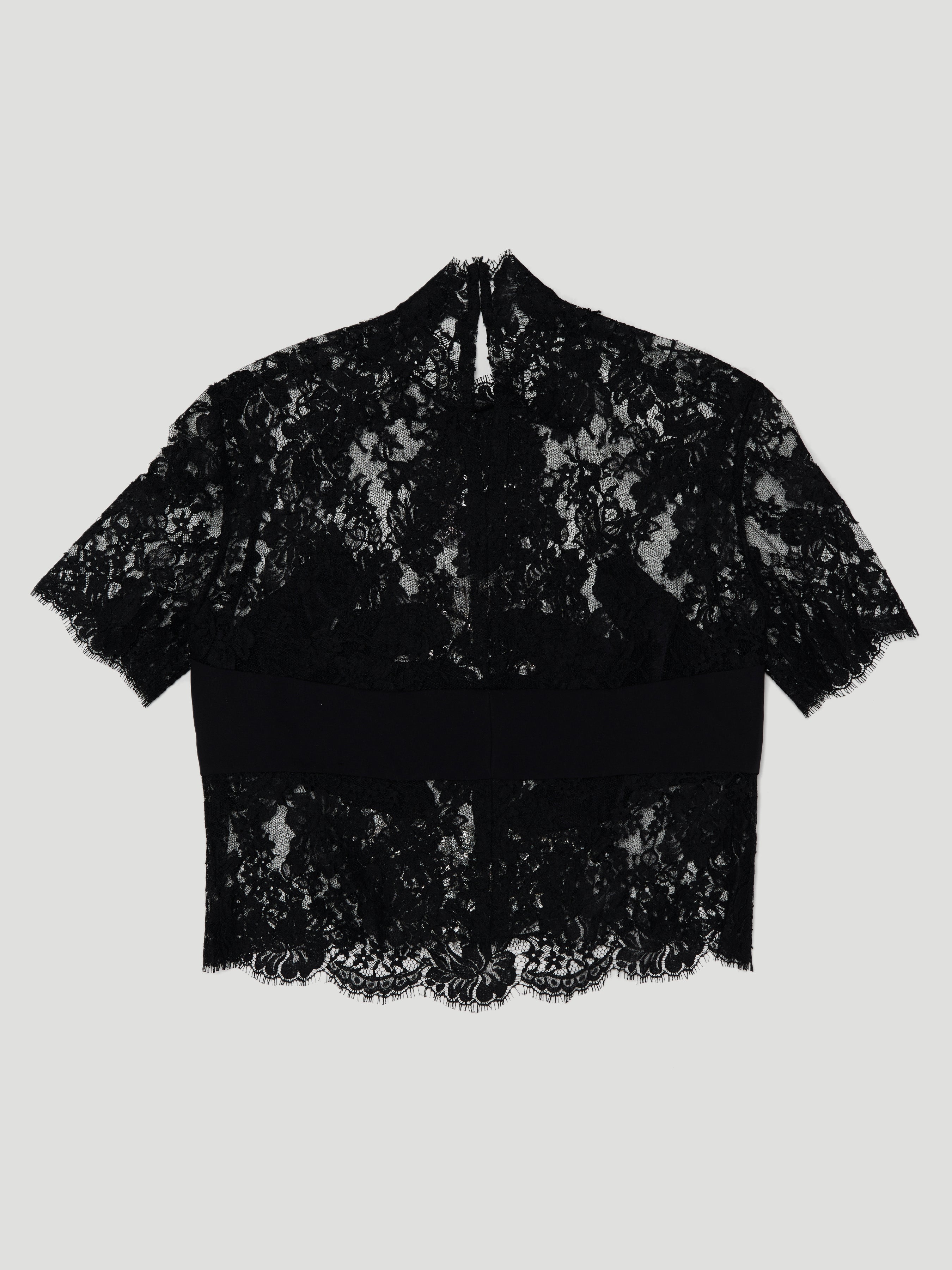 Black Lace Embroidered Top