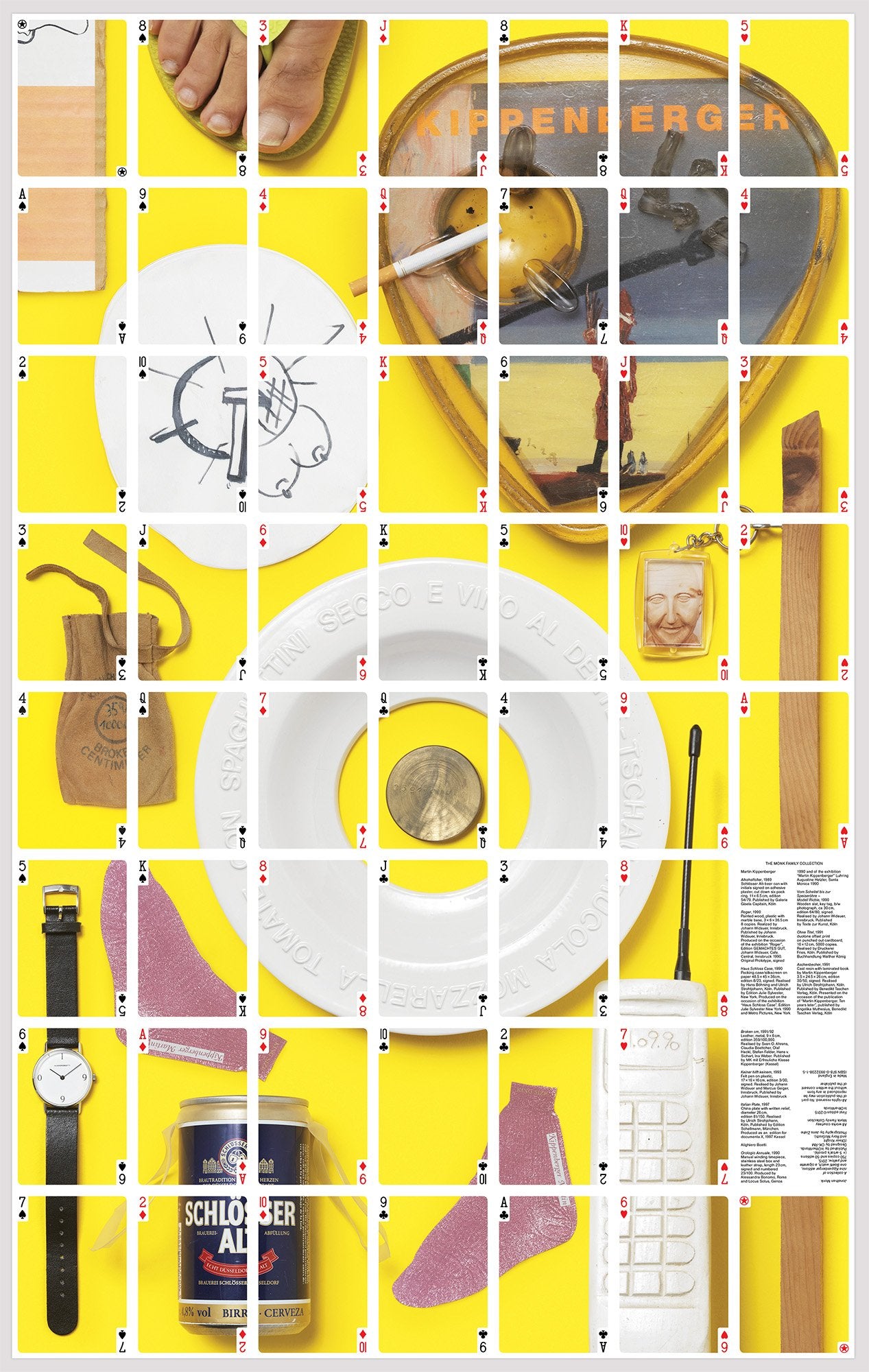 A collection of nine Kippenberger editions, one Boetti watch, a cigarette and yellow - Beirut Re–Store