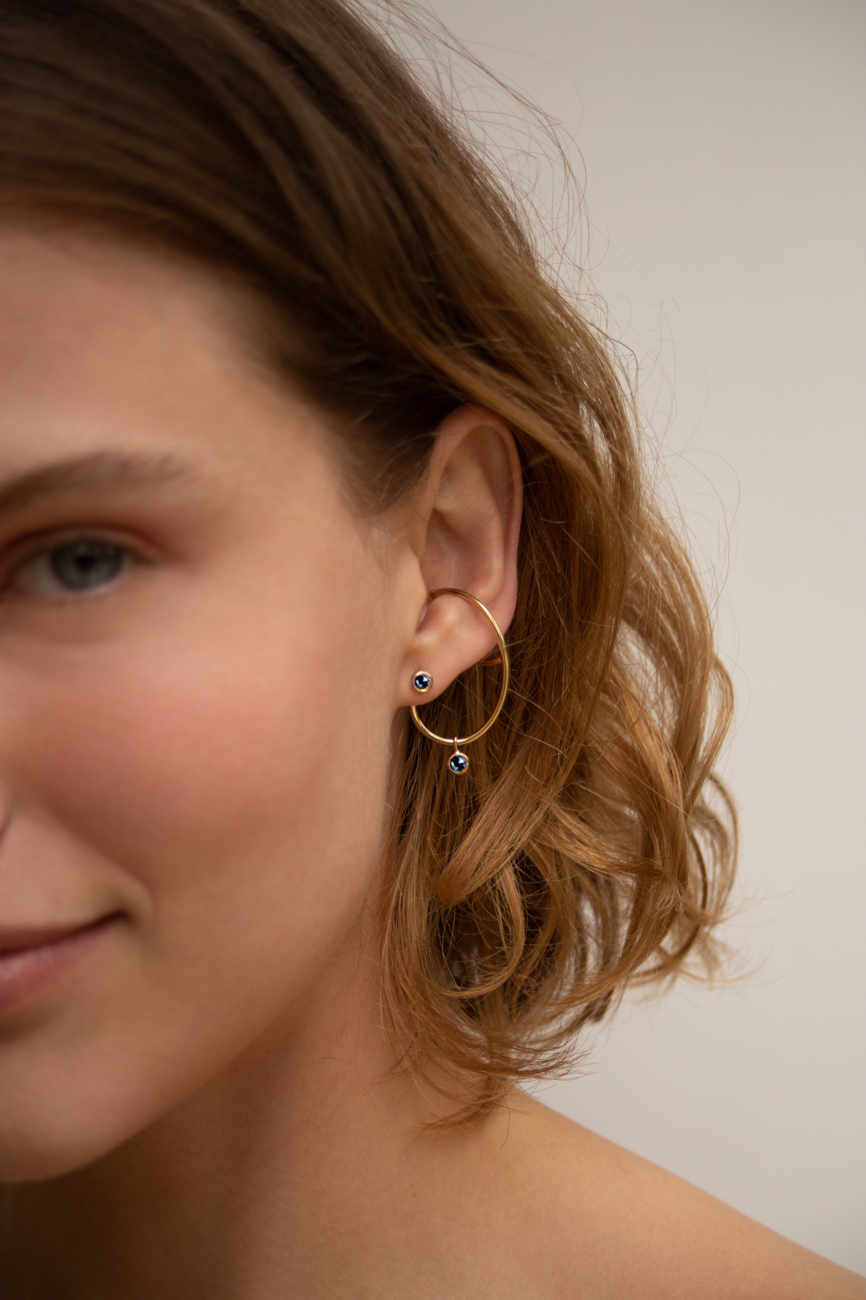 Lily Earring with Hanging Blue Topaz - Beirut Re–Store